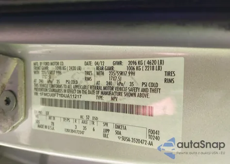 2013 Ford Escape S from USA, damaged, VIN 1FMCU0F71DUA11217